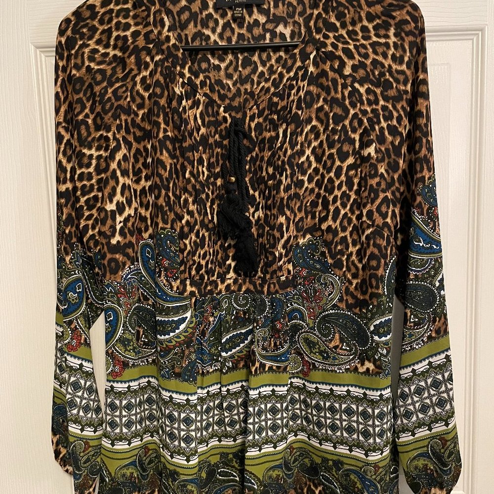 Melissa Paige Long Sleeve Bohemian Leopard Blouse